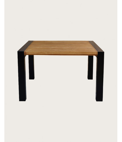 Arche - Table repas carrée en teck massif et métal L130 cm 8 pers.