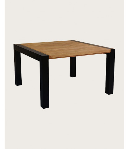 Arche - Table repas carrée en teck massif et métal L130 cm 8 pers.