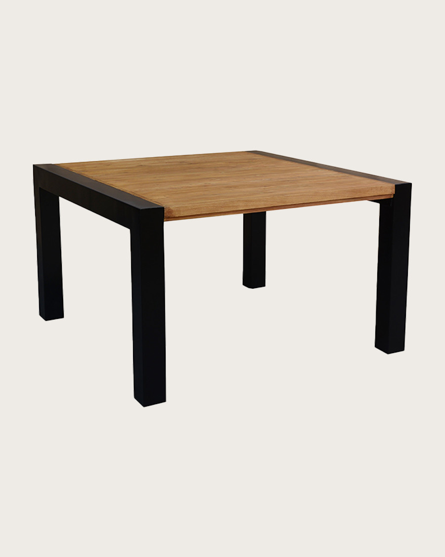 Arche - Table repas carrée en teck massif et métal L130 cm 8 pers.