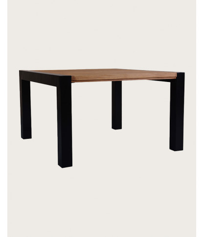 Arche - Table repas carrée en teck massif et métal L130 cm 8 pers.