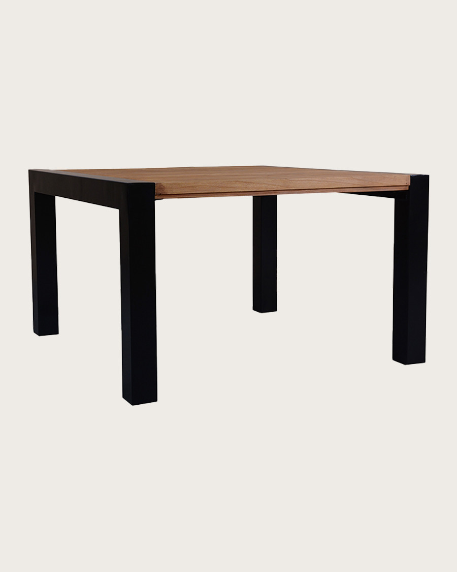 Arche - Table repas carrée en teck massif et métal L130 cm 8 pers.