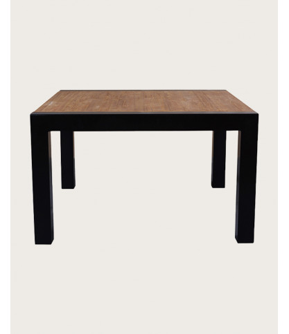 Arche - Table repas carrée en teck massif et métal L130 cm 8 pers.
