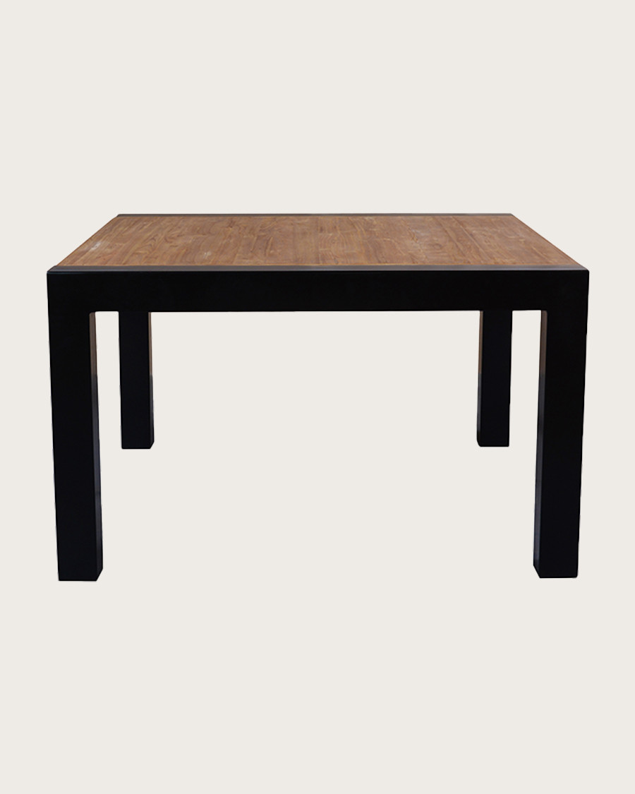 Arche - Table repas carrée en teck massif et métal L130 cm 8 pers.