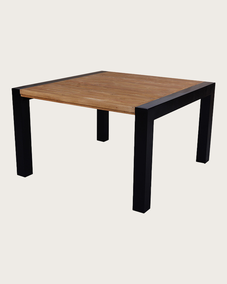 Arche - Table repas carrée en teck massif et métal L130 cm 8 pers.