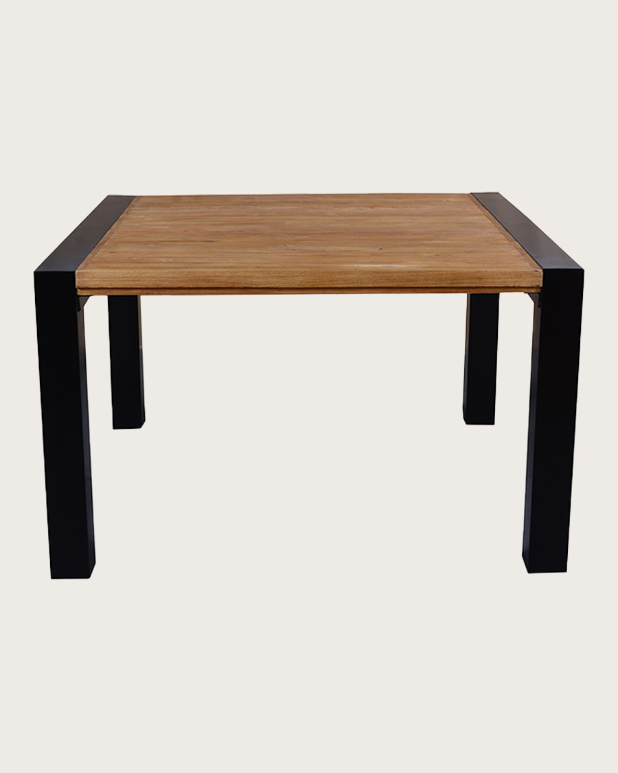 Arche - Table repas carrée en teck massif et métal L130 cm 8 pers.