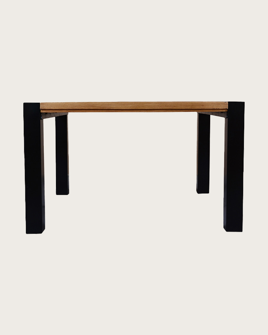 Arche - Table repas carrée en teck massif et métal L130 cm 8 pers.