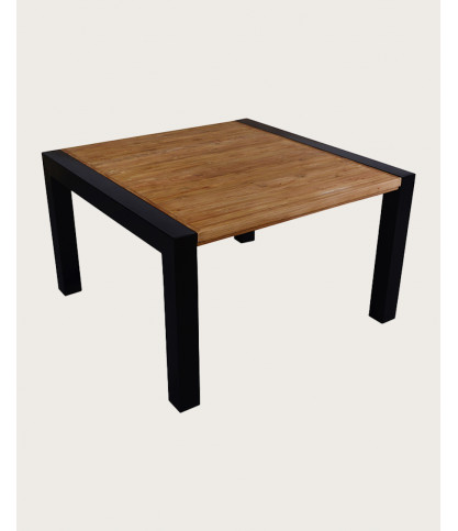 Arche - Table repas carrée en teck massif et métal L130 cm 8 pers.