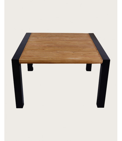 Arche - Table repas carrée en teck massif et métal L130 cm 8 pers.