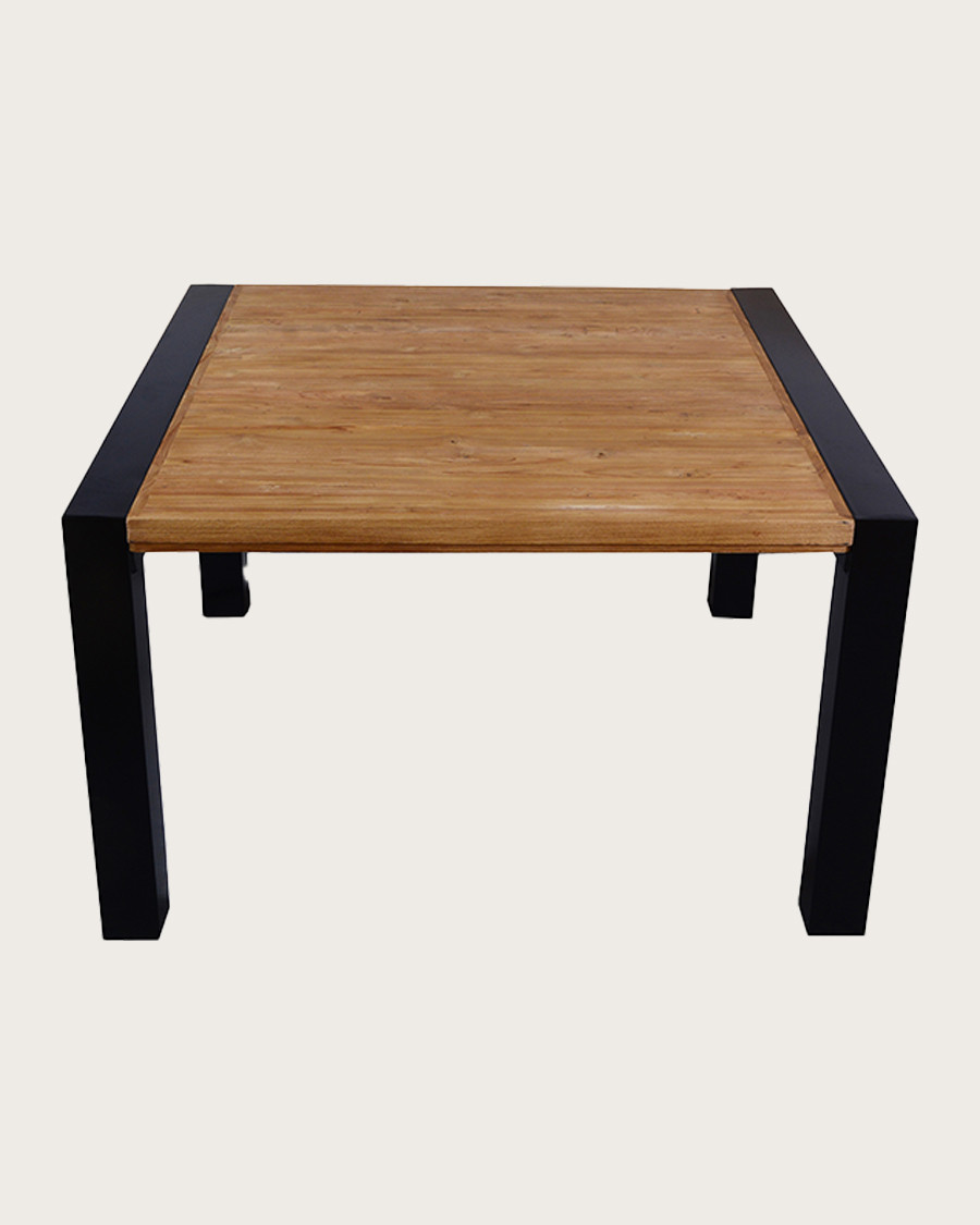 Arche - Table repas carrée en teck massif et métal L130 cm 8 pers.