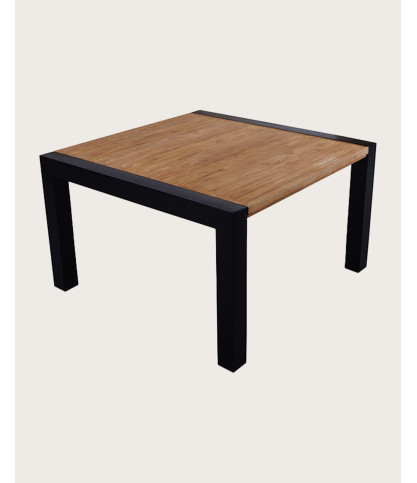 Arche - Table repas carrée en teck massif et métal L130 cm 8 pers.