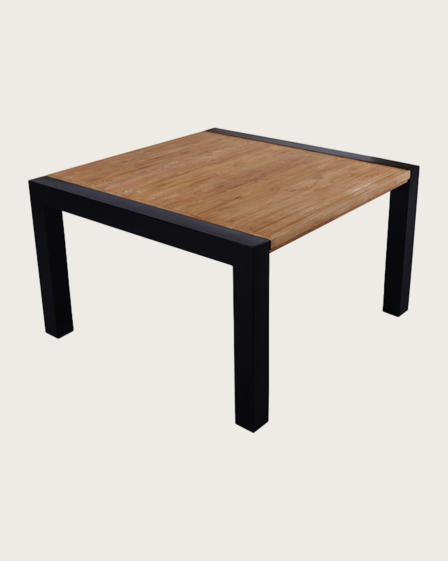 Arche - Table repas carrée en teck massif et métal L130 cm 8 pers.