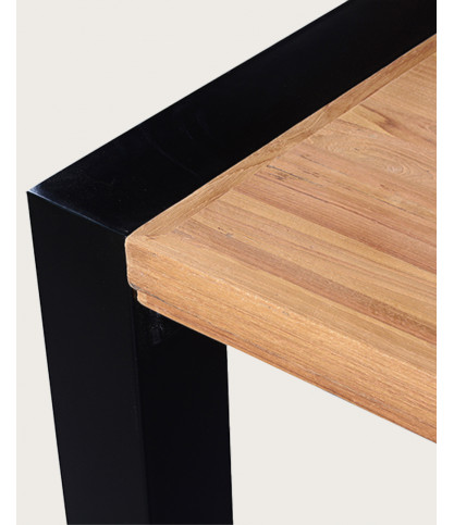 Arche - Table repas carrée en teck massif et métal L130 cm 8 pers.