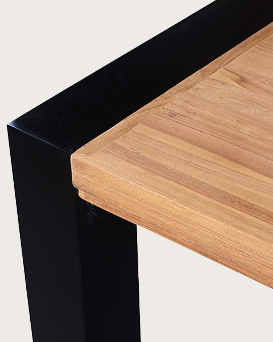 Arche - Table repas carrée en teck massif et métal L130 cm 8 pers.