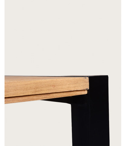 Arche - Table repas carrée en teck massif et métal L130 cm 8 pers.