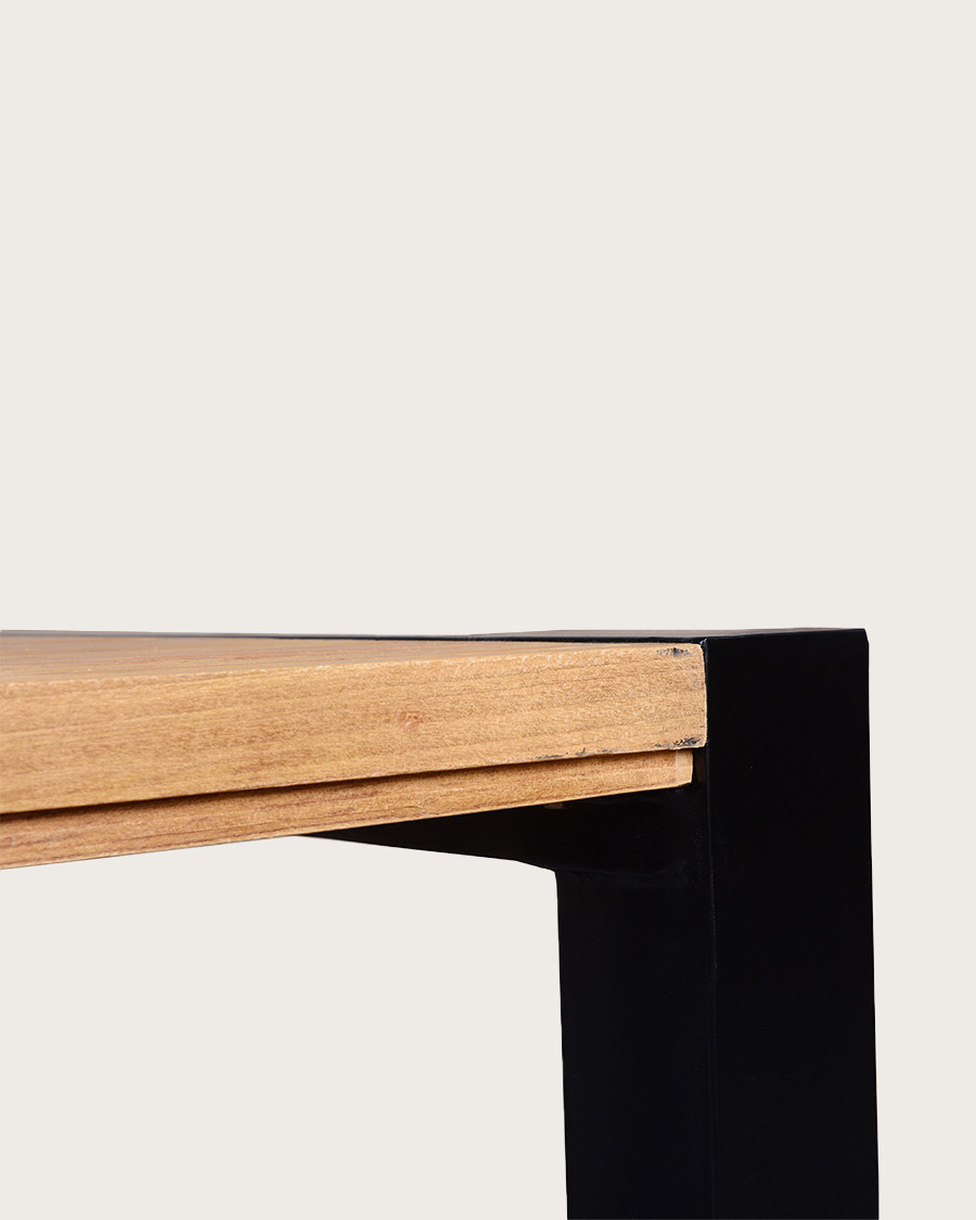 Arche - Table repas carrée en teck massif et métal L130 cm 8 pers.