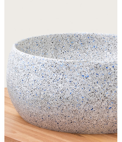 Lava - Vasque marbre terrazzo premium blanc avec du gris et du bleu