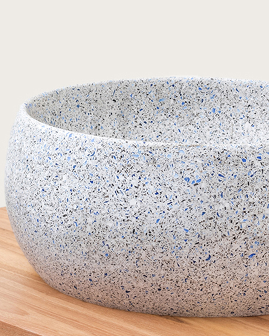 Lava - Vasque marbre terrazzo premium blanc avec du gris et du bleu