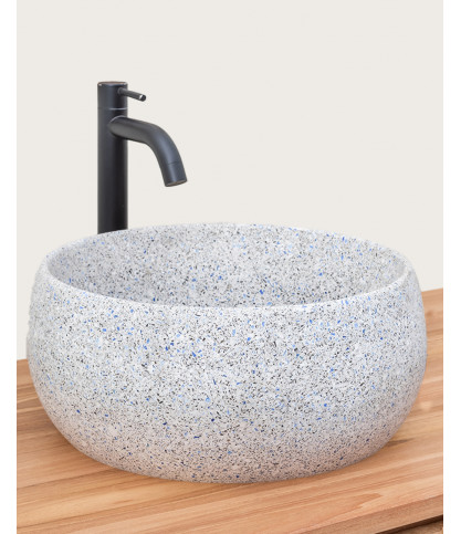 Lava - Vasque marbre terrazzo premium blanc avec du gris et du bleu