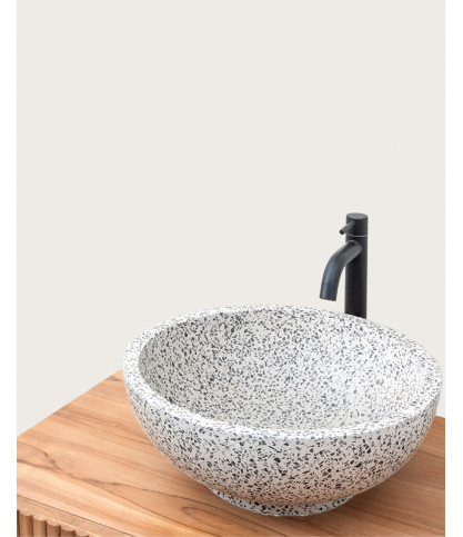 Blama - Vasque marbre terrazzo premium blanc et gris