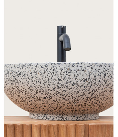Blama - Vasque marbre terrazzo premium blanc et gris