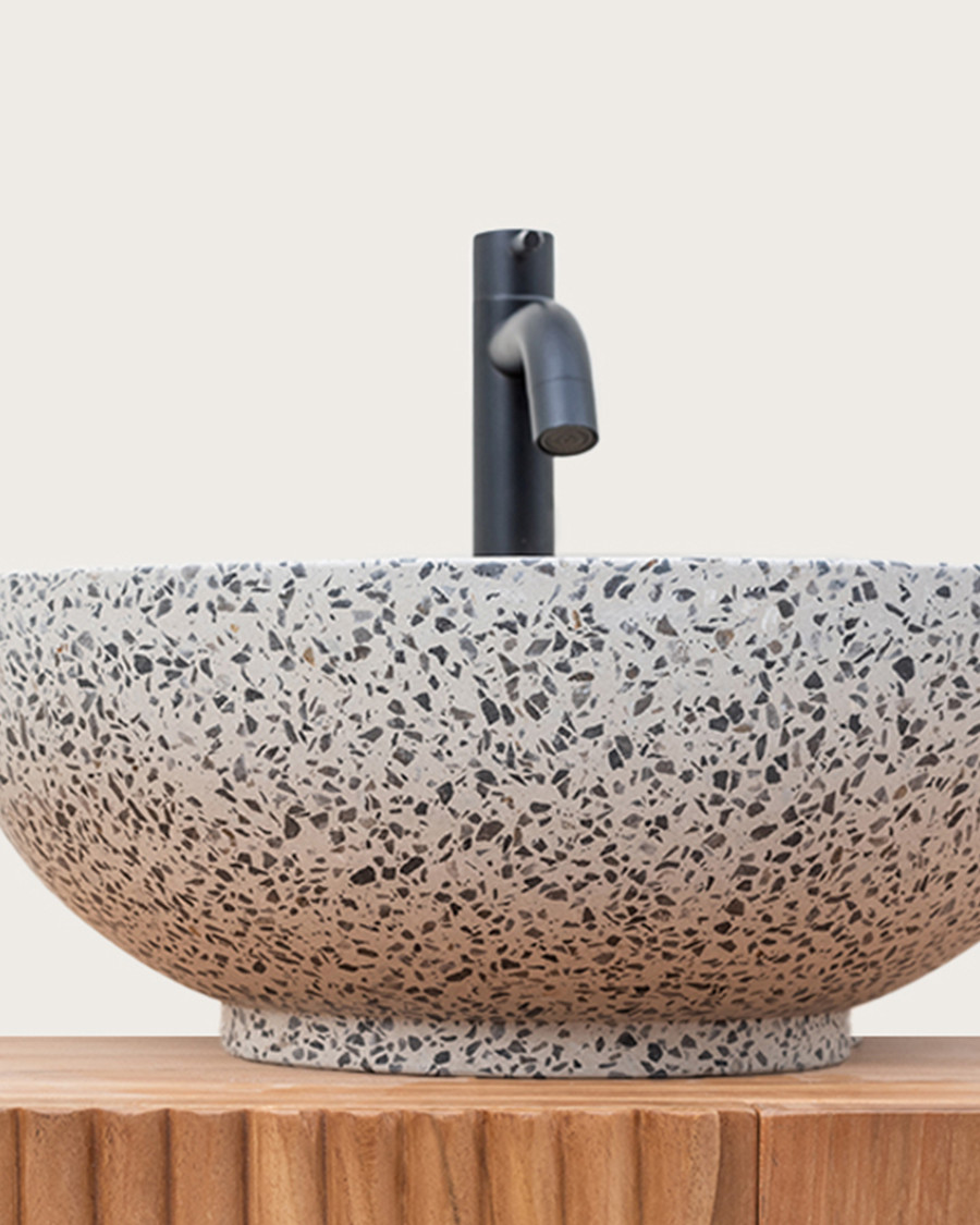Blama - Vasque marbre terrazzo premium blanc et gris