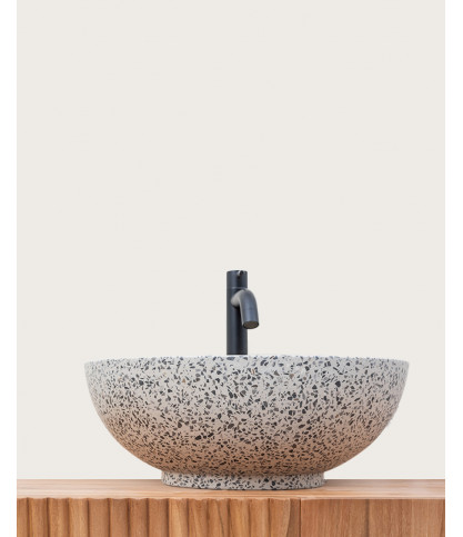 Blama - Vasque marbre terrazzo premium blanc et gris