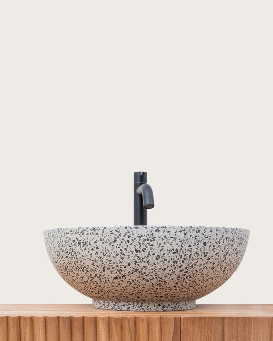Blama - Vasque marbre terrazzo premium blanc et gris