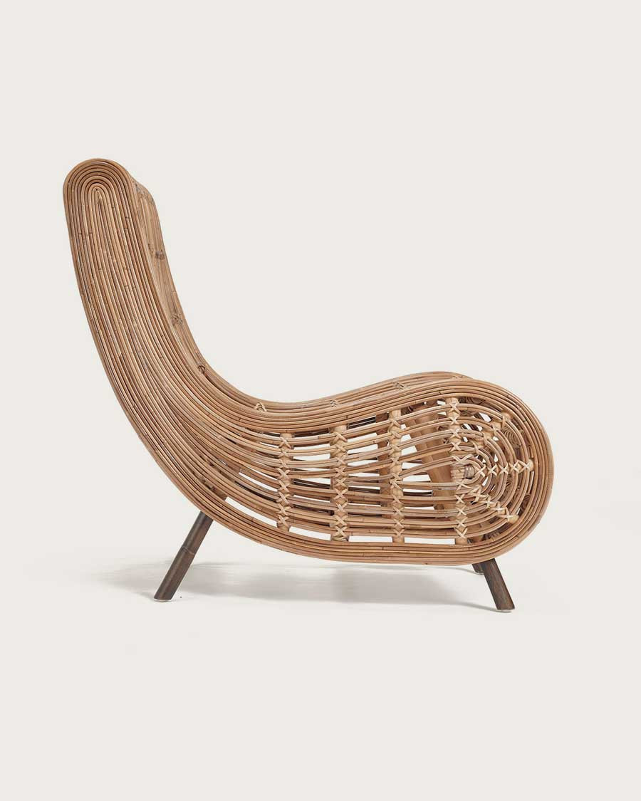 Mandiri - Fauteuil bas rond en rotin tressé