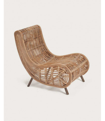 Mandiri - Fauteuil bas rond en rotin tressé