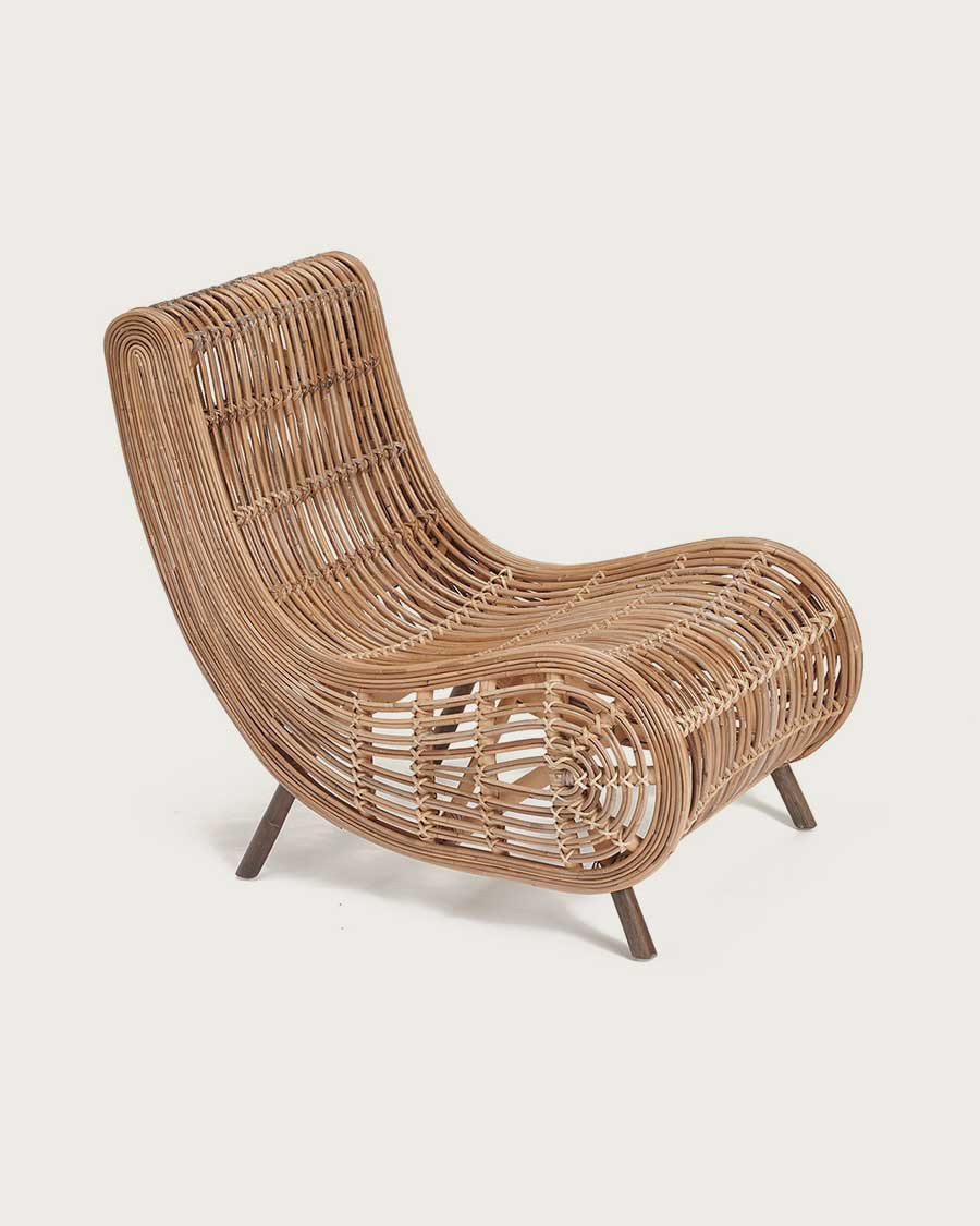 Mandiri - Fauteuil bas rond en rotin tressé