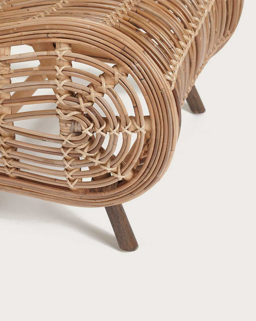 Mandiri - Fauteuil bas rond en rotin tressé