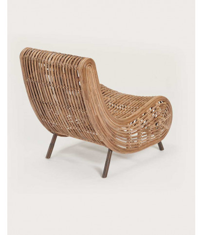 Mandiri - Fauteuil bas rond en rotin tressé