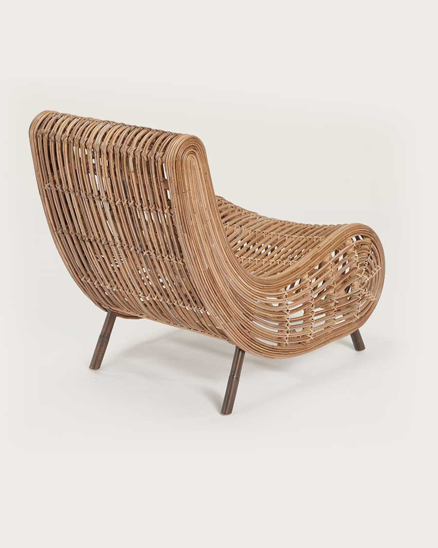 Mandiri - Fauteuil bas rond en rotin tressé