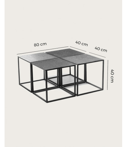Domino - Table basse carrée en métal bicolore noir et doré