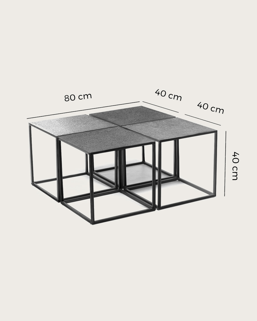 Domino - Table basse carrée en métal bicolore noir et doré