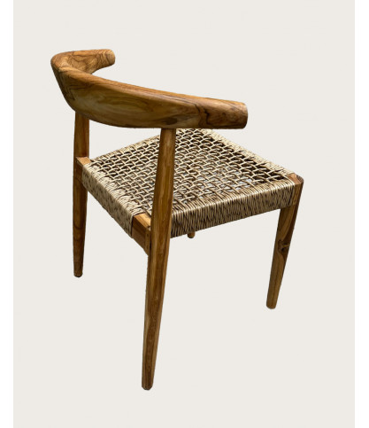 Soa - Chaise en teck massif et corde synthétique