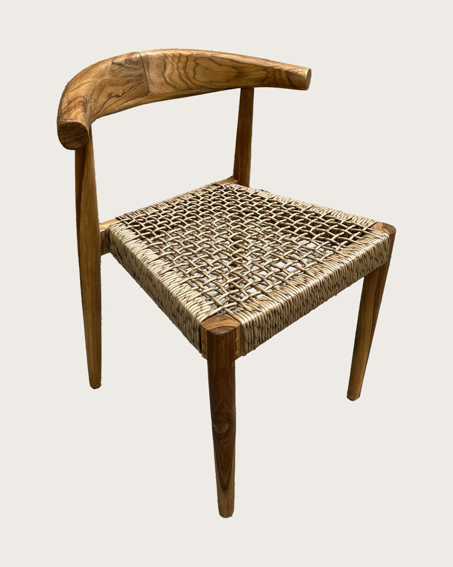 Soa - Chaise en teck massif et corde synthétique