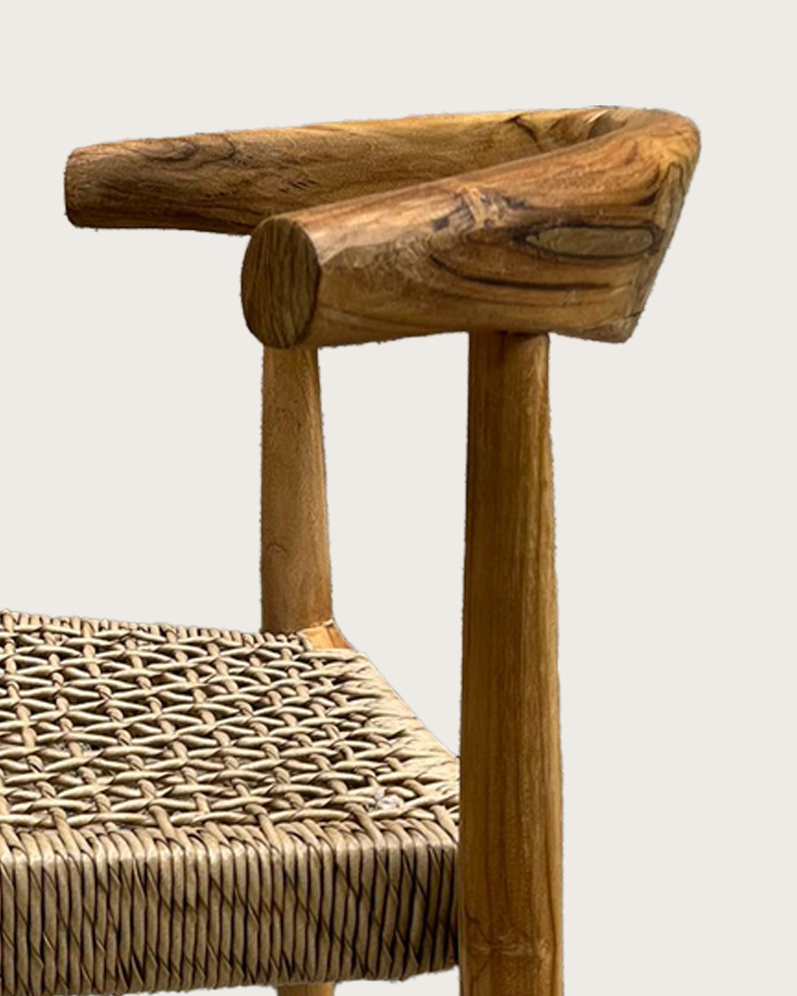 Soa - Chaise en teck massif et corde synthétique