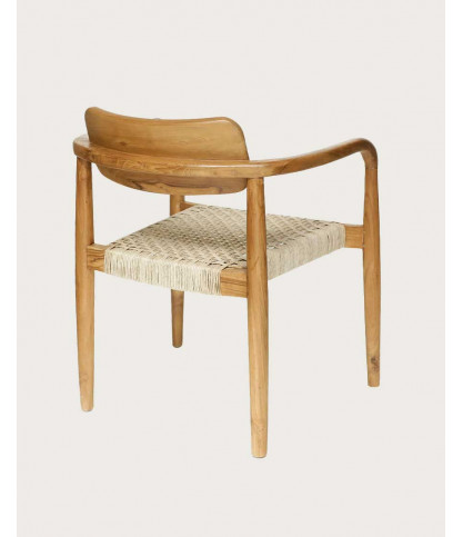 Kimo - Chaise en teck massif et corde beige- marron