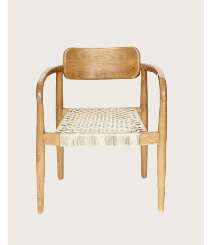 Kimo - Chaise en teck massif et corde beige- marron
