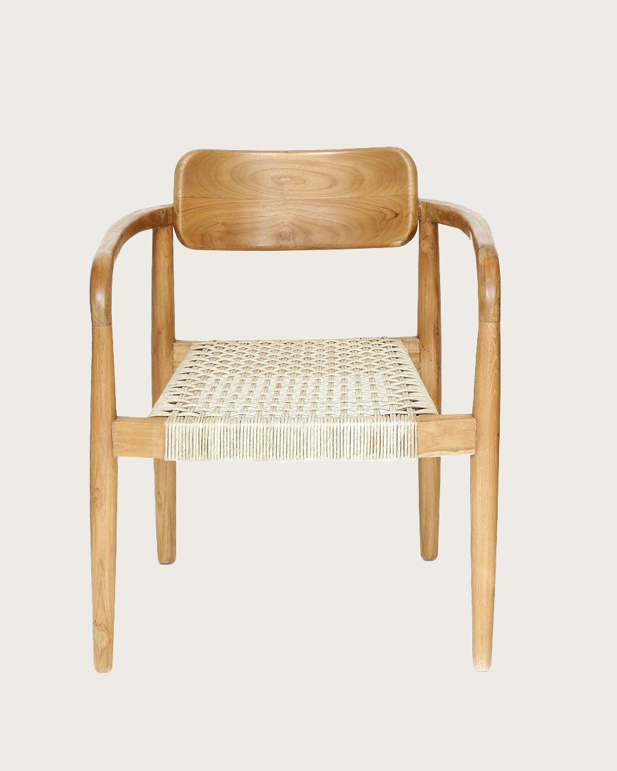 Kimo - Chaise en teck massif et corde beige- marron