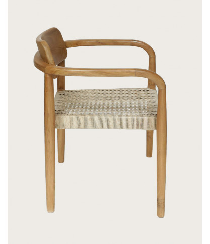 Kimo - Chaise en teck massif et corde beige- marron