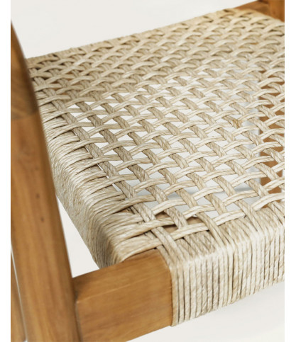Kimo - Chaise en teck massif et corde beige- marron