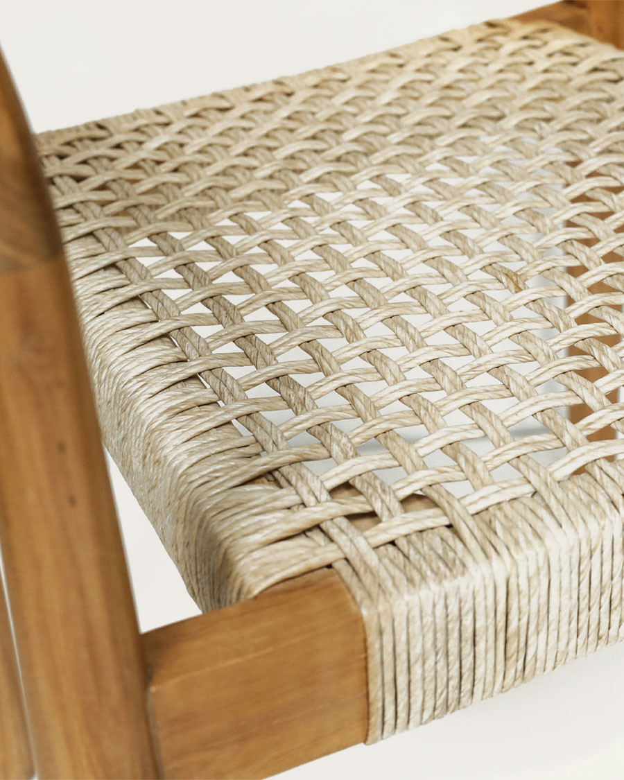 Kimo - Chaise en teck massif et corde beige- marron