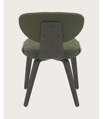 Hele - Chaise en tissu vert et pieds en bois