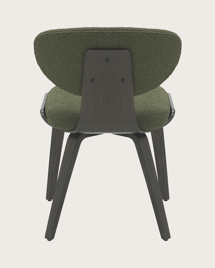 Hele - Chaise en tissu vert et pieds en bois