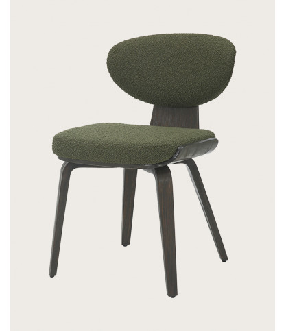 Hele - Chaise en tissu vert et pieds en bois