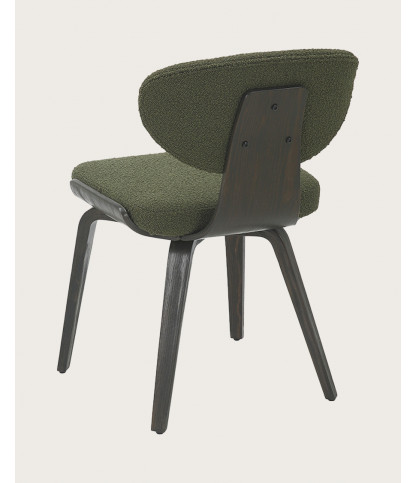 Hele - Chaise en tissu vert et pieds en bois