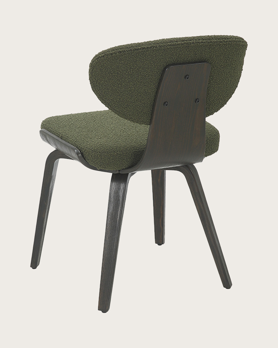 Hele - Chaise en tissu vert et pieds en bois