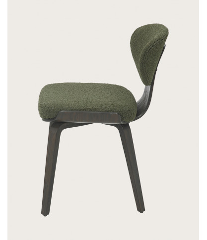 Hele - Chaise en tissu vert et pieds en bois